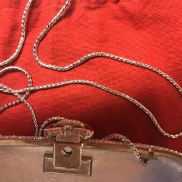 Judith Leiber  Minaudière Evening Silver Crystals Clutch - Picture 3 of 8